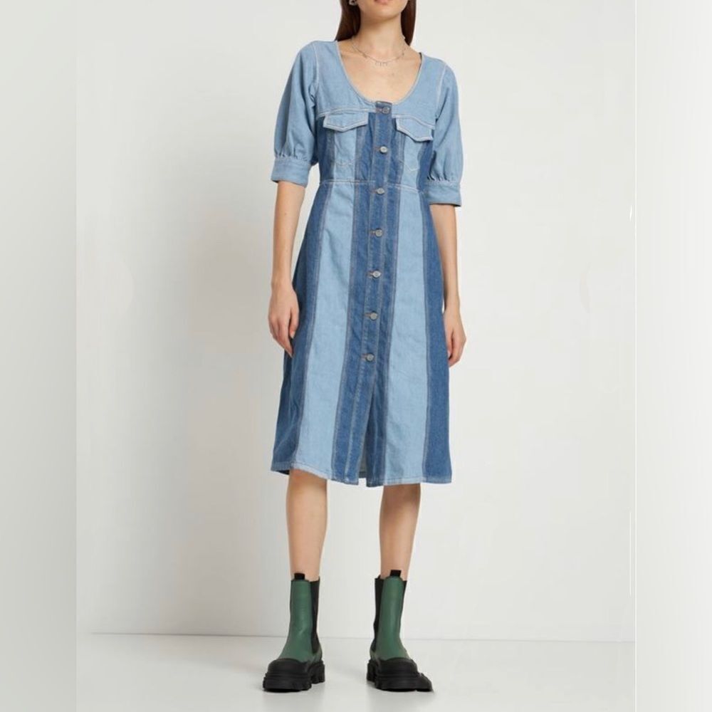 Ganni Blue Denim Midi Dress size 36/M